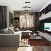 variant of a bright interior of a living room 25 sq.m photo