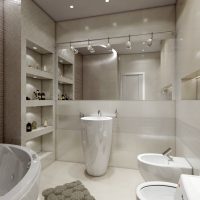 Ryškaus stiliaus vonios kambario 5 kv.m paveikslo pavyzdys