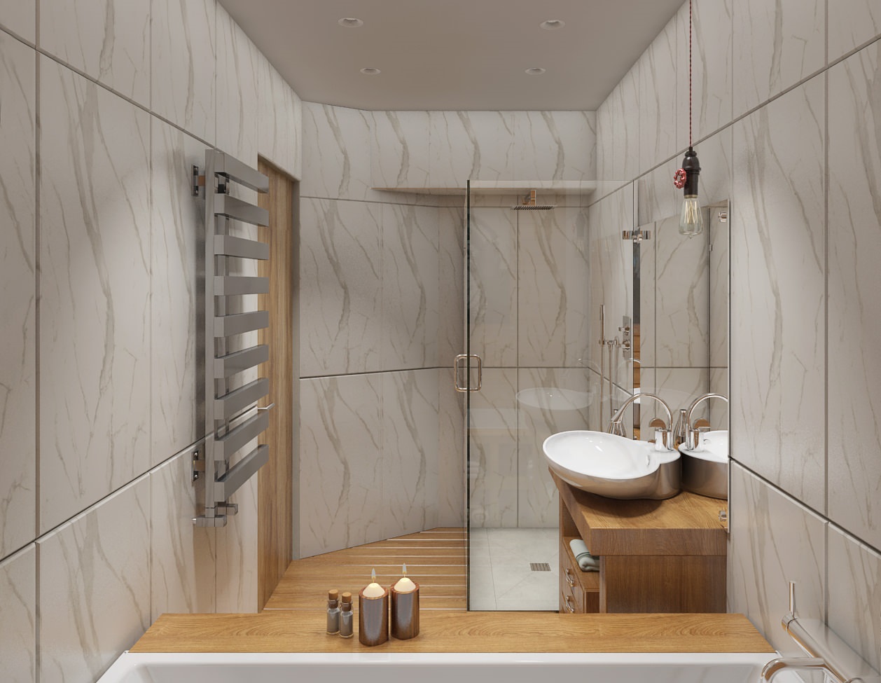 Primjer svijetlog stila kupaonice od 5 m²