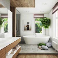 version du style moderne de la salle de bain dans une photo de maison en bois