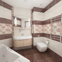 An example of a light bathroom design in beige color picture