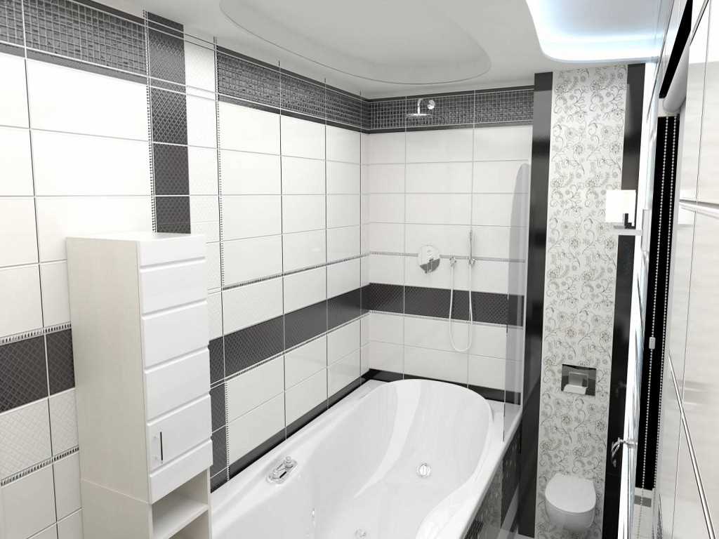 une variante d'un bel intérieur de salle de bain en noir et blanc