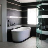l'idée d'une conception de salle de bains lumineuse en noir et blanc