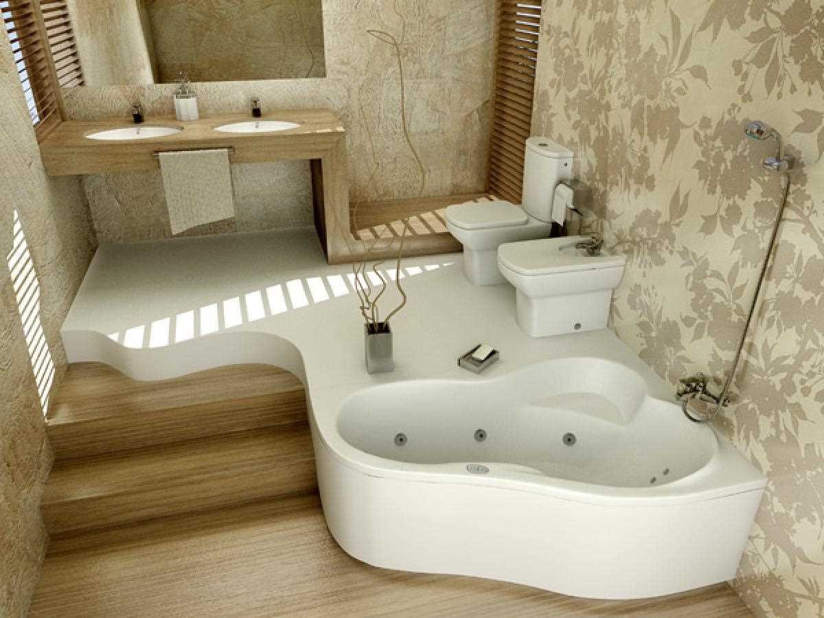 verzija neobičnog dizajna kupaonice s kutnom kadom
