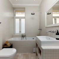 Un esempio di un luminoso design per il bagno a Krusciov