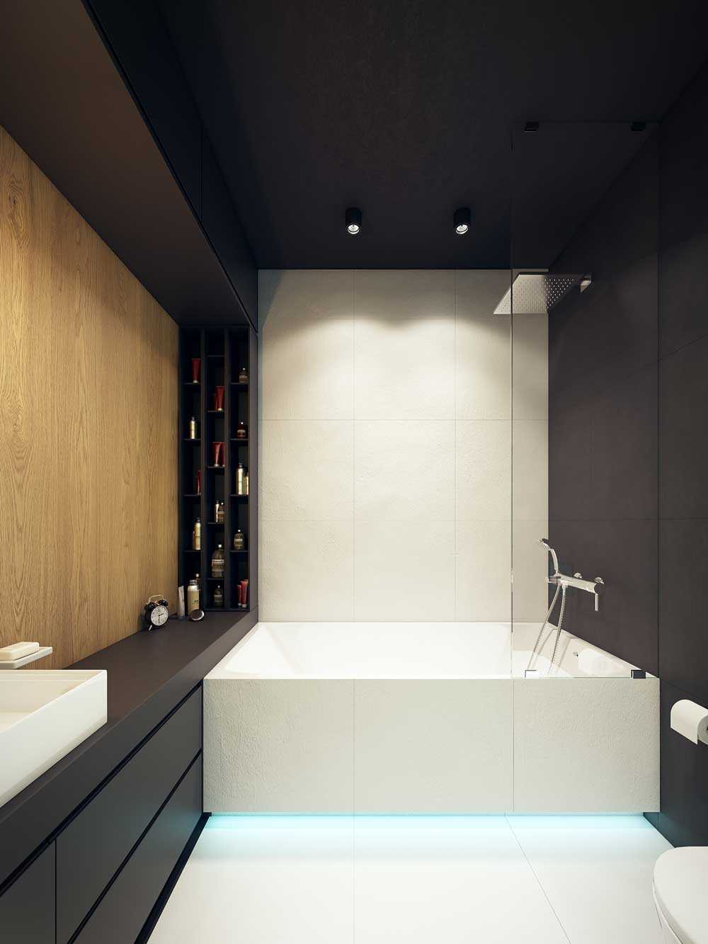 idee van een ongewoon interieur van een badkamer van 6 m²