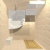 version de l'intérieur inhabituel de la salle de bain avec une photo de la baignoire d'angle