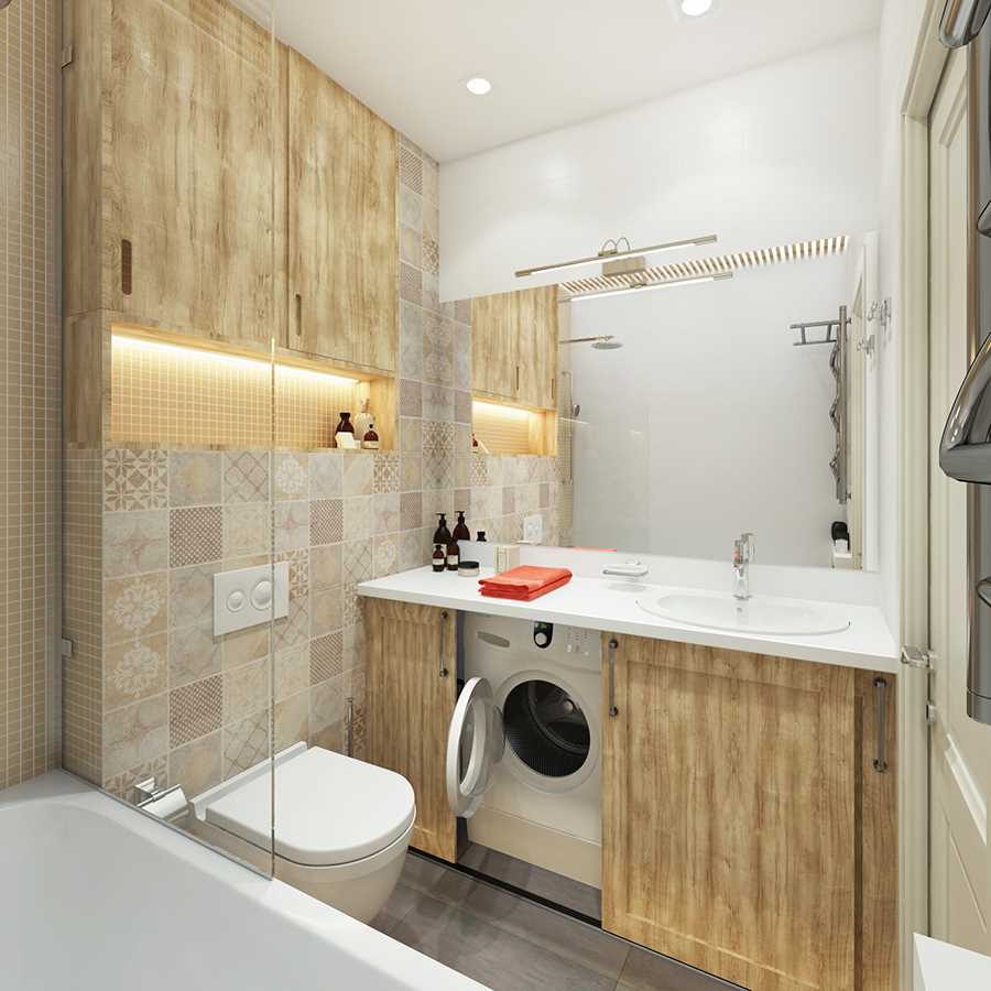 idea of ​​a modern bathroom interior 2.5 sq.m
