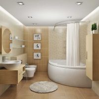 ideja prekrasnog interijera kupaonice s kutnom fotografijom kupaonice