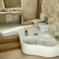 ideja lijepog dizajna kupaonice s kutnom fotografijom kade