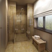 version du beau style de la salle de bain avec une baie vitrée