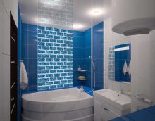 variante du style lumineux de la salle de bain avec une image de baignoire d'angle