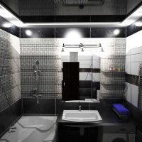 version du design insolite de la salle de bain en noir et blanc