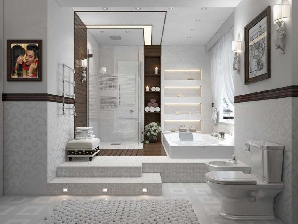 idea di un interno moderno di un ampio bagno