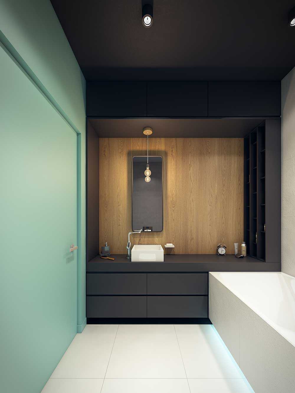 variant of a beautiful design of a bathroom of 6 sq.m