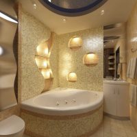 version du style lumineux de la salle de bain avec une baignoire d'angle photo