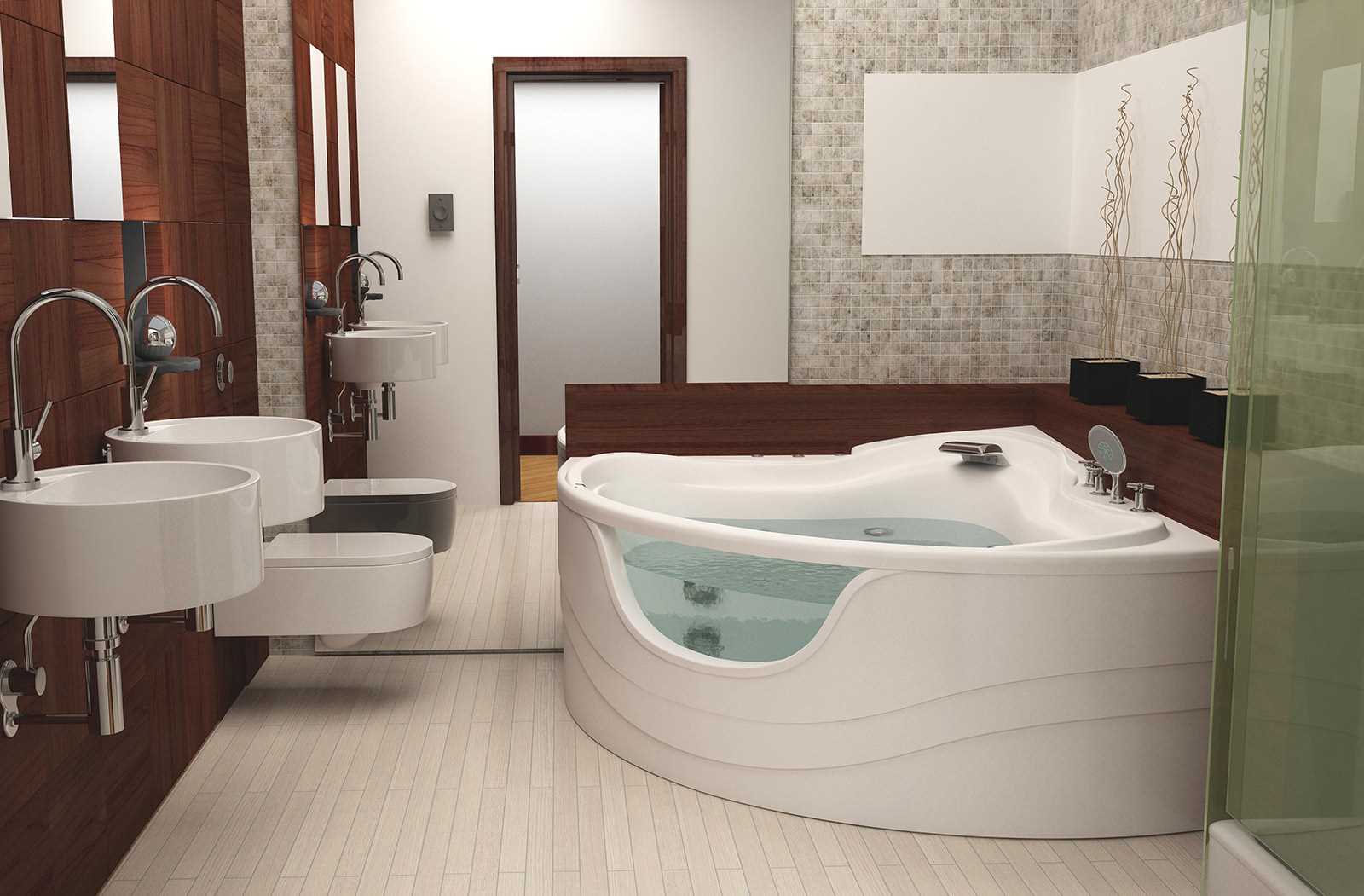 version du bel intérieur de la salle de bain avec baignoire d'angle