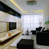 black furniture in the design of the living room
