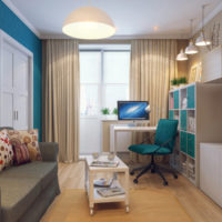 salon design de 18 mètres carrés dans un petit appartement