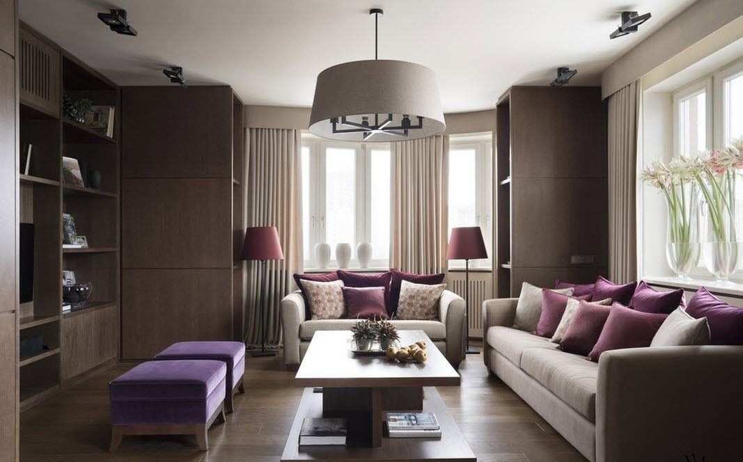 interior design of the living room 18 m2