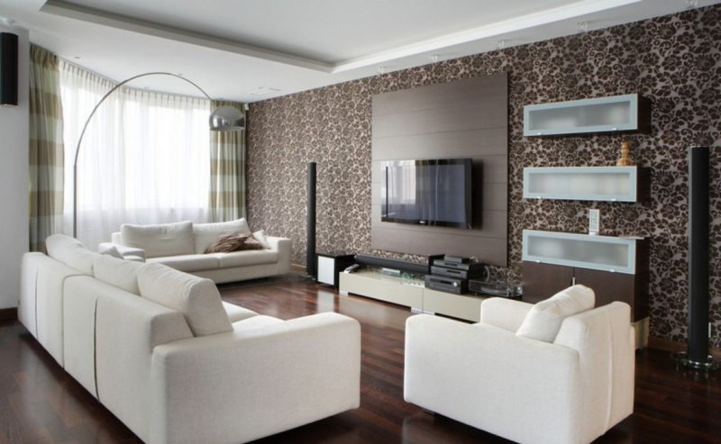 living room with white suite