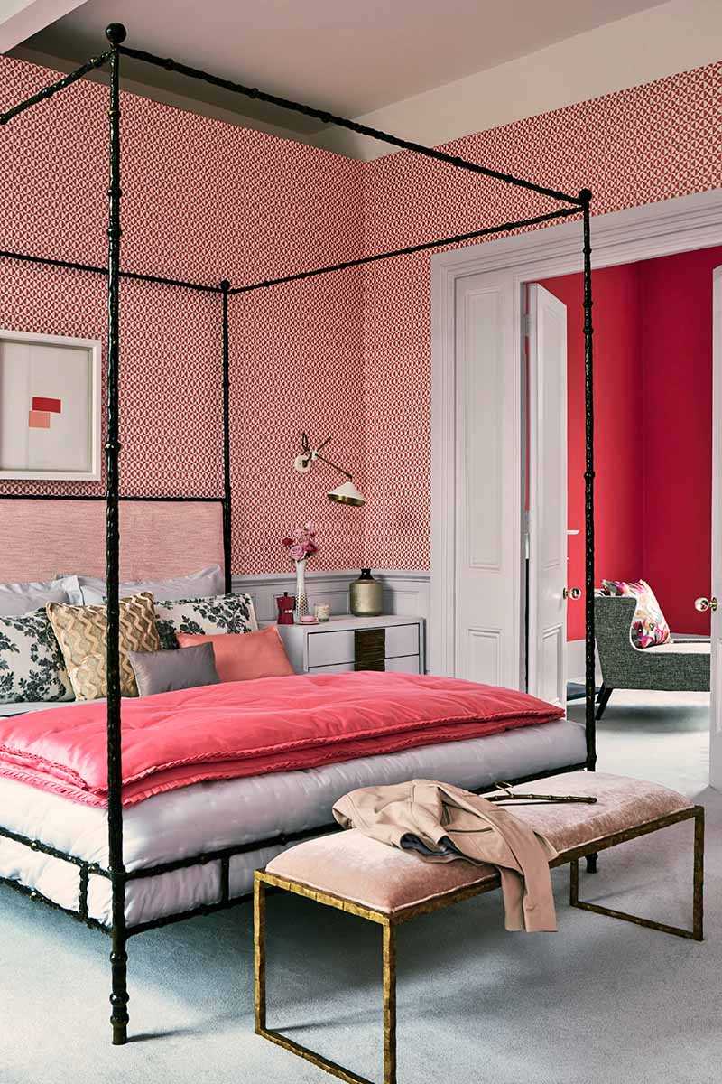 pink application in bright apartment decor