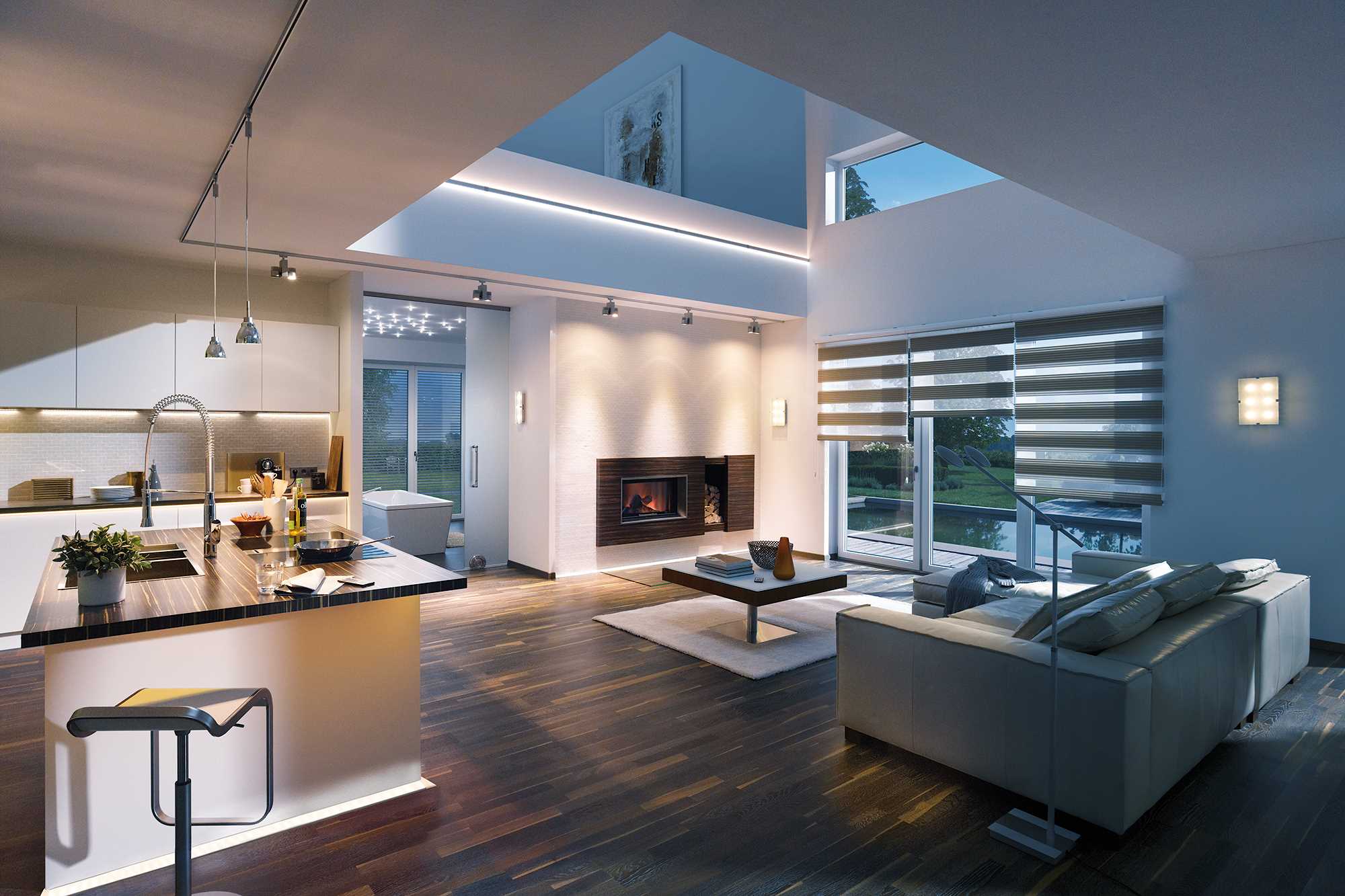 la possibilité d'utiliser un design lumineux dans un bel intérieur de maison