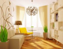 variante d'application de couleur beige inhabituelle dans le style de l'appartement
