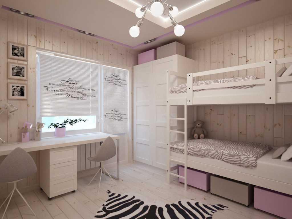 l'idée d'un design lumineux d'une chambre pour une fille de 12 m²