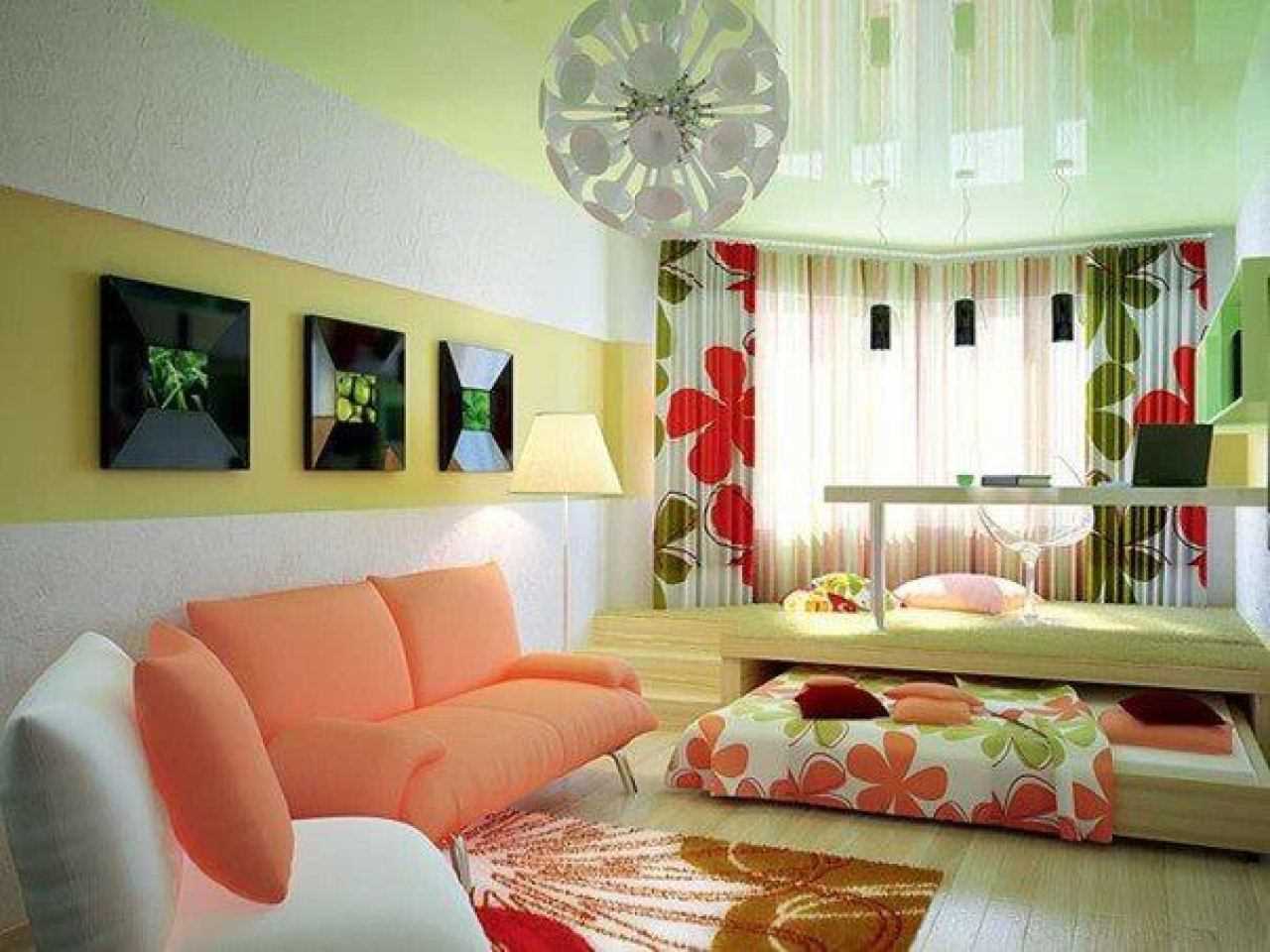 option de design lumineux pour un salon chambre à coucher de 20 m²