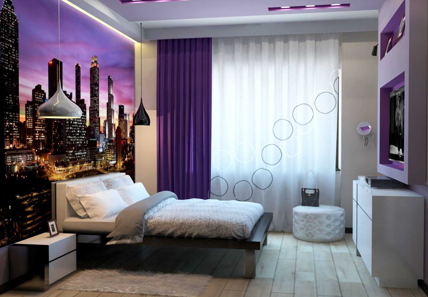the idea of ​​an unusual bedroom decor for a girl in a modern style
