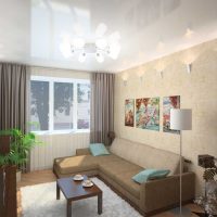 variante du style lumineux d'un appartement de deux pièces à Khrouchtchev photo