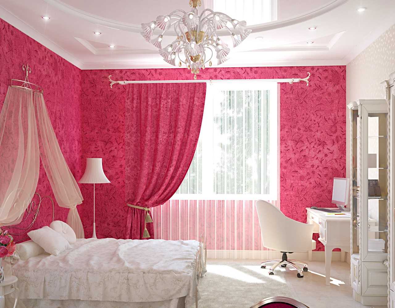 the idea of ​​using pink in an unusual room interior