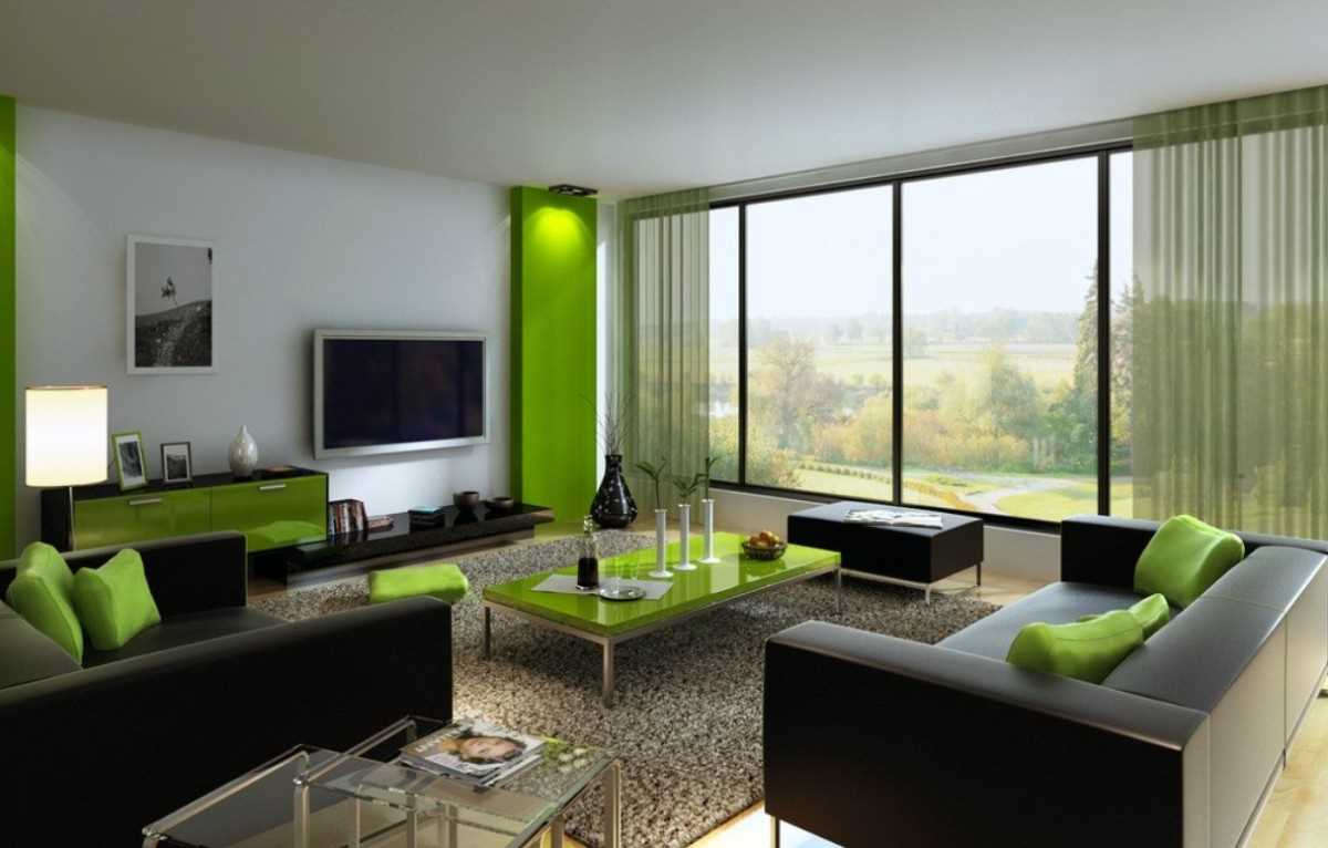 esempio dell'uso del verde in un appartamento luminoso