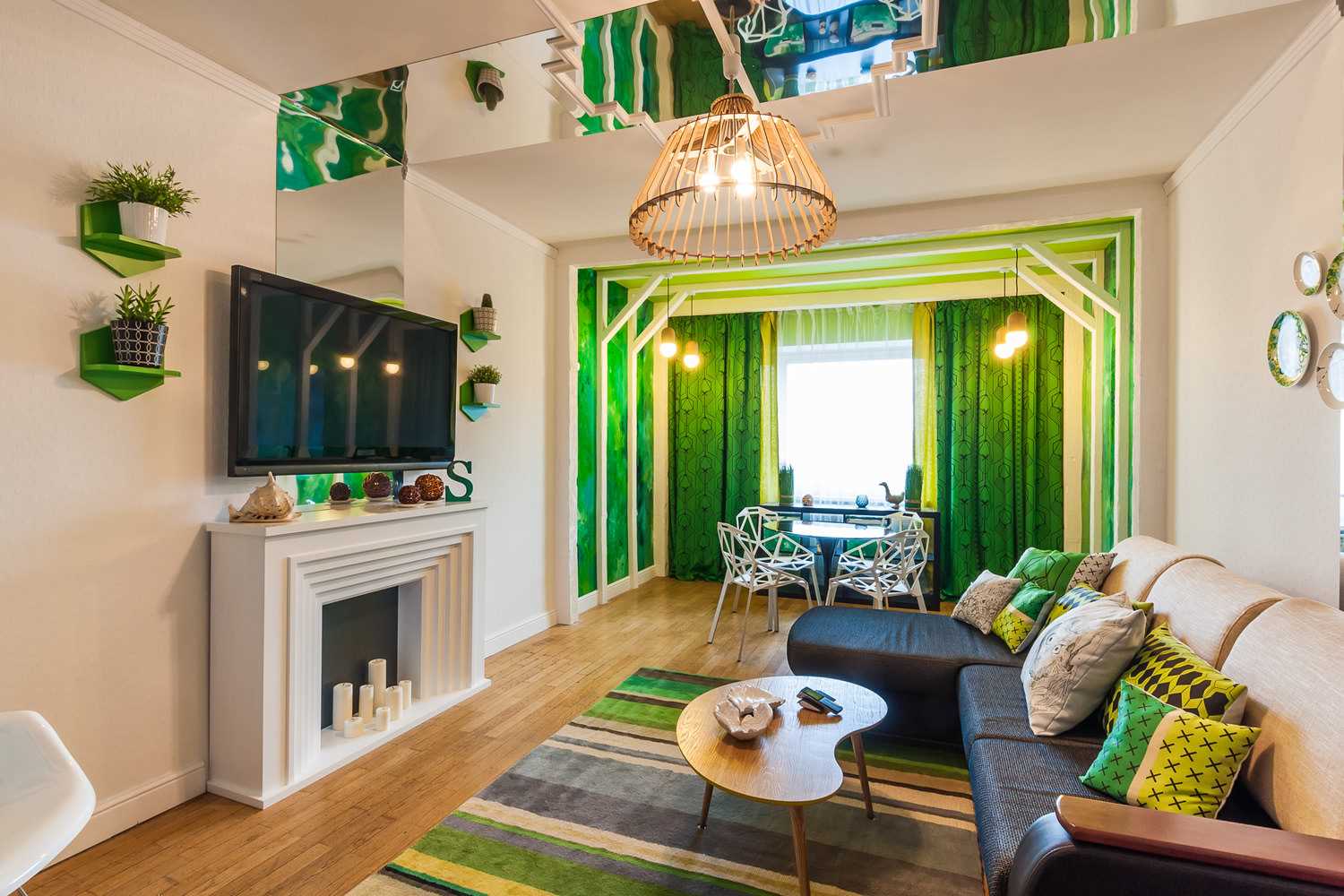 l'idea di applicare il verde in un bellissimo design della stanza