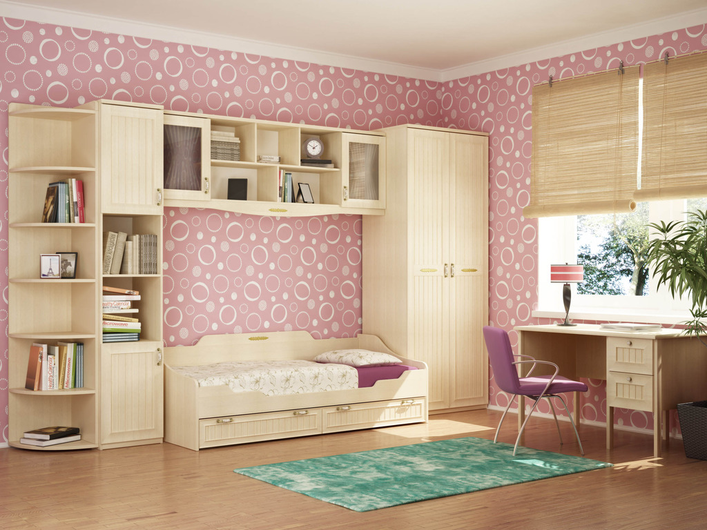 variant of a light decor of a bedroom for a girl in a modern style