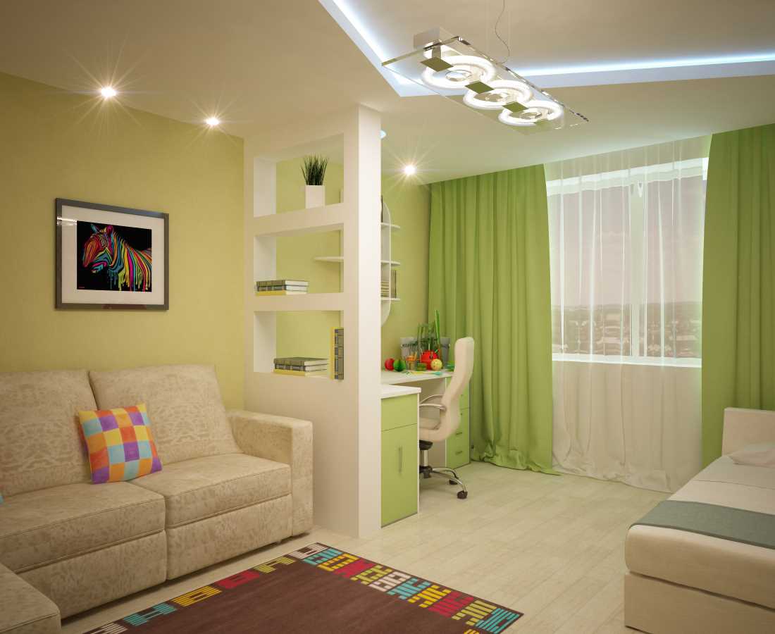 l'idée d'un design lumineux d'un salon chambre 20 m²