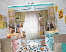 opzione di design luminoso per una camera per bambini per due bambini