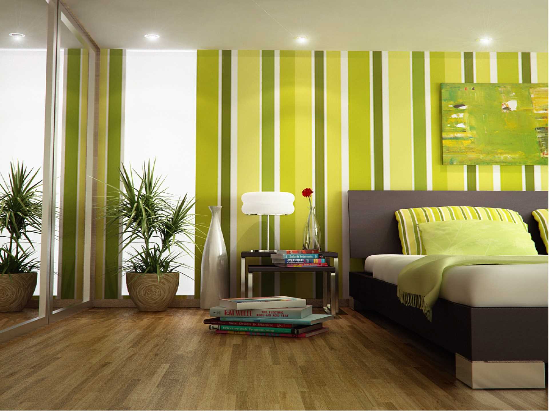 l'idea di utilizzare il verde in un bellissimo design della stanza