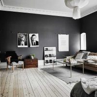 idée de design inhabituel d'une chambre en photo de style scandinave