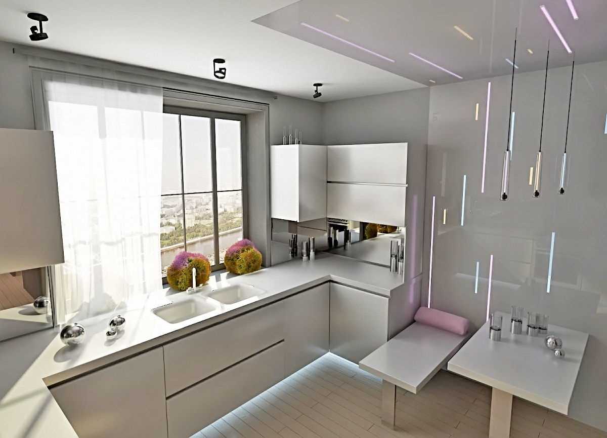 l'idée d'un décor lumineux de la cuisine est de 14 m²