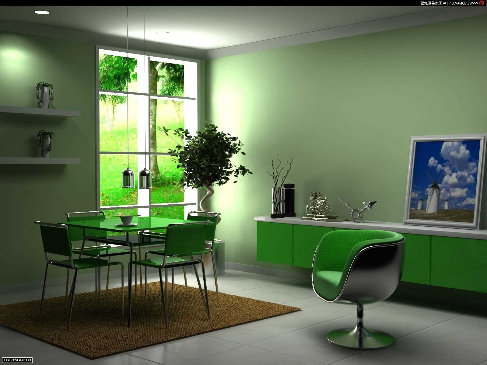 l'uso del verde in un insolito design dell'appartamento