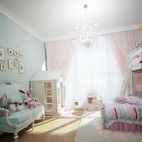Un exemple de conception lumineuse d'une chambre d'enfants pour deux filles photo