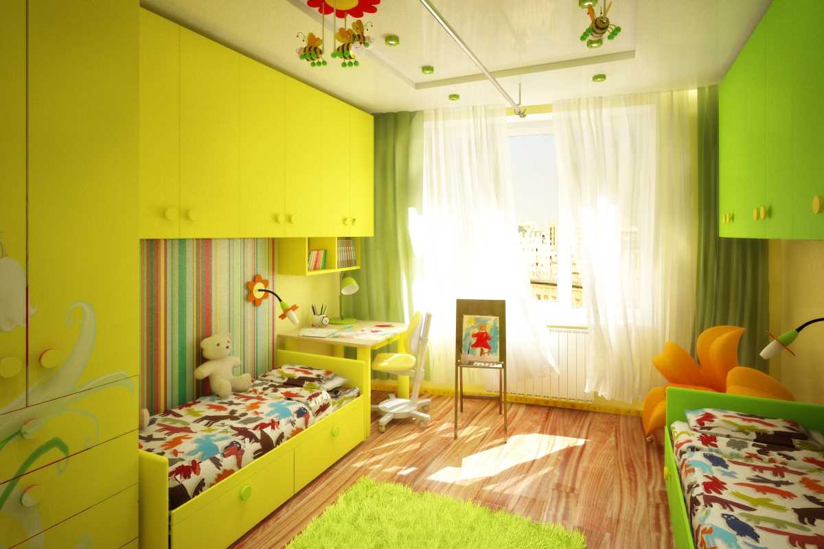 l'idée d'un style lumineux d'une chambre d'enfants pour deux filles