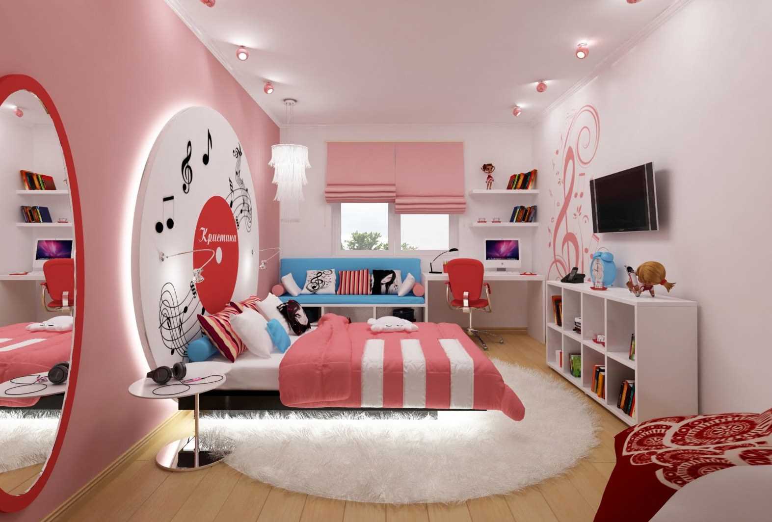 variant of a beautiful bedroom style for a girl in a modern style