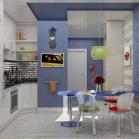 variante d'un intérieur de cuisine lumineux de 8 m2 photo