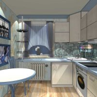 l'idea di una cucina luminosa con un design di 9 mq