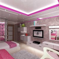 version of a beautiful design of a bedroom for a girl in a modern photo style