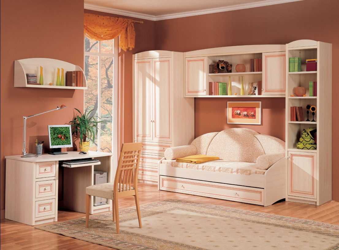 una variante di un bellissimo interno camera da letto per una ragazza in stile moderno