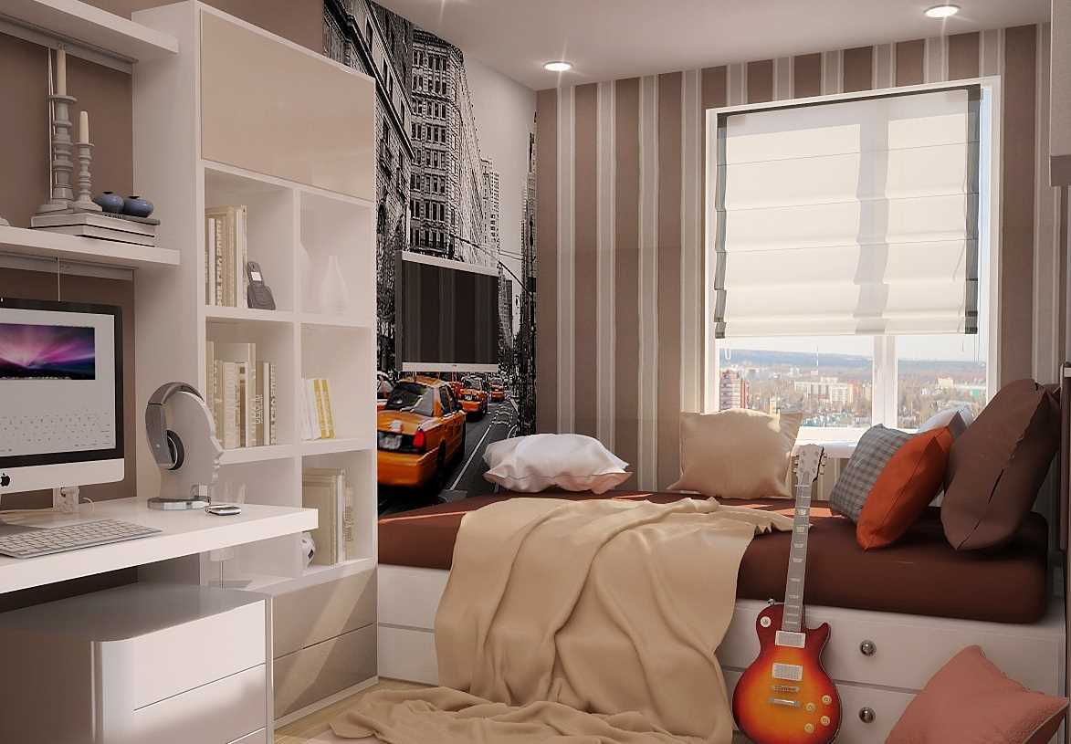une variante d'un style inhabituel d'une chambre à coucher pour un jeune homme
